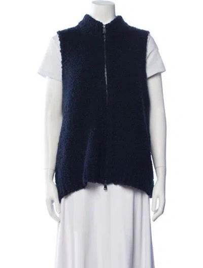 Pre-owned Me+em Merino Wool Mock Neck Sweater In Blue