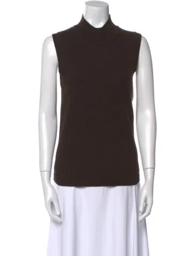 Pre-owned Me+em Merino Wool Mock Neck Sweater In Brown