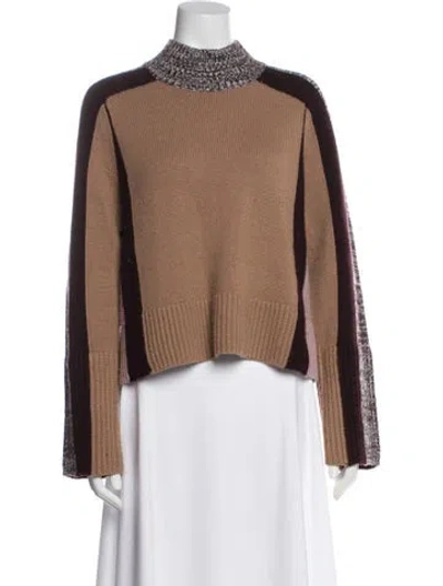 Pre-owned Me+em Merino Wool Mock Neck Sweater In Brown