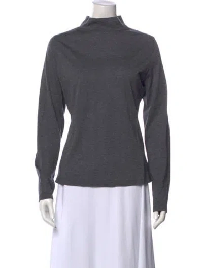 Pre-owned Me+em Merino Wool Mock Neck Top In Gray