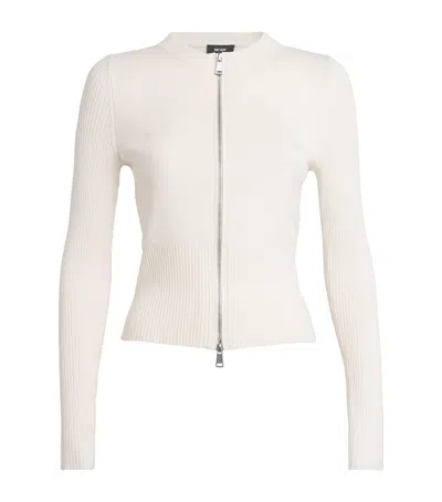 Me+em Merino Wool-organic Cotton Zip-up Cardigan In White