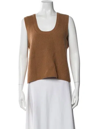 Pre-owned Me+em Merino Wool Scoop Neck Sweater In Brown