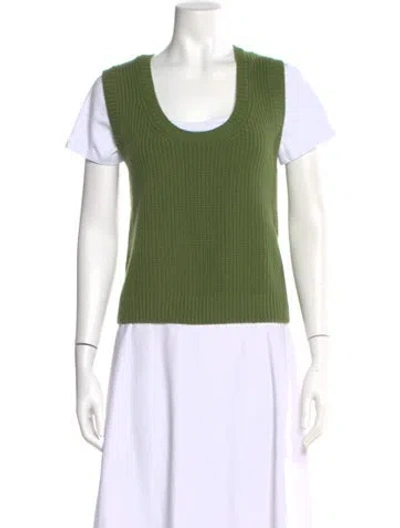 Pre-owned Me+em Merino Wool Scoop Neck Sweater In Green