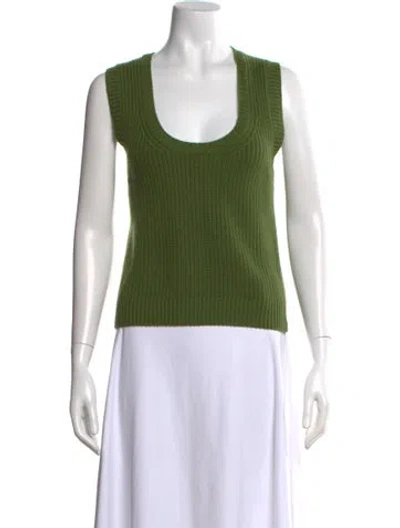 Pre-owned Me+em Merino Wool Scoop Neck Top In Green