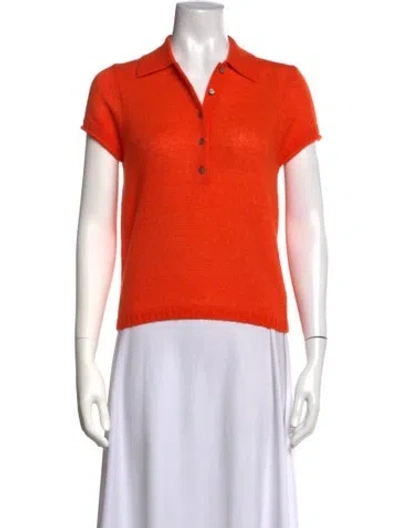 Pre-owned Me+em Merino Wool Short Sleeve Polo In Orange