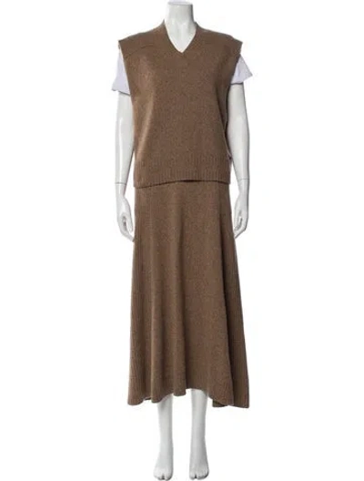 Pre-owned Me+em Merino Wool Skirt Set In Brown