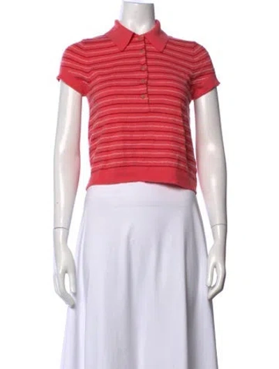 Pre-owned Me+em Merino Wool Striped Polo In Pink