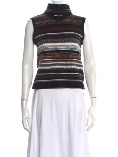 Pre-owned Me+em Merino Wool Striped Sweater In Black