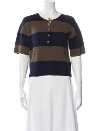 Pre-owned Me+em Merino Wool Striped Sweater In Blue