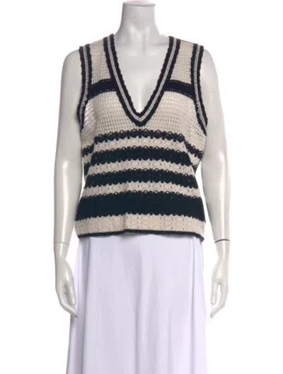 Pre-owned Me+em Merino Wool Striped Sweater In Blue