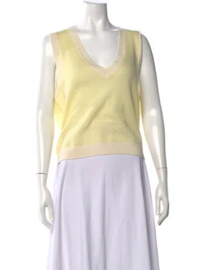 Pre-owned Me+em Merino Wool Striped Sweater In Yellow
