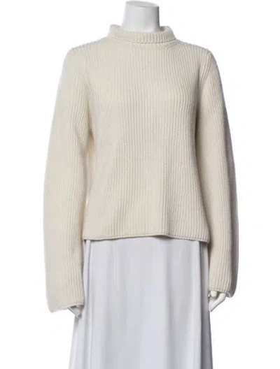 Pre-owned Me+em Merino Wool Turtleneck Sweater In White