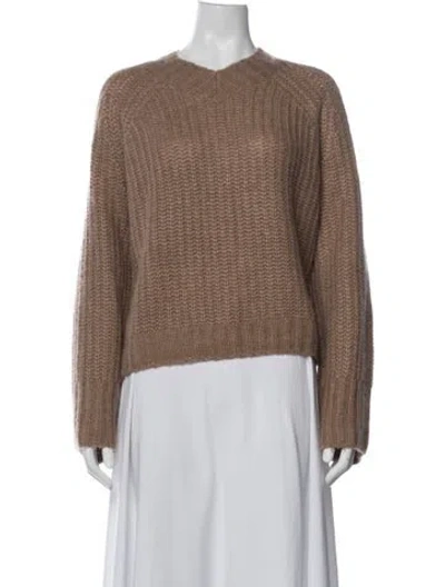 Pre-owned Me+em Merino Wool V-neck Sweater In Brown
