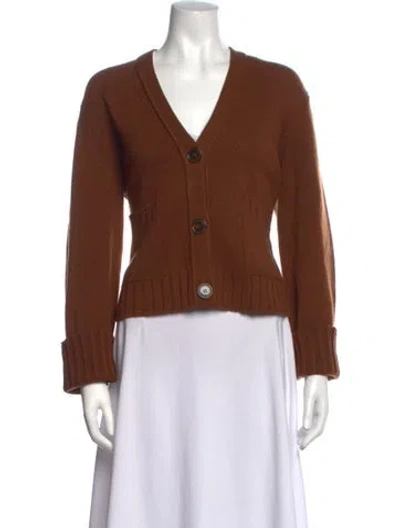 Pre-owned Me+em Merino Wool V-neck Sweater In Brown