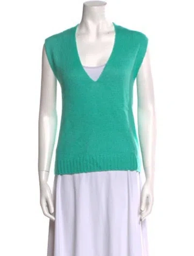 Pre-owned Me+em Merino Wool V-neck Sweater In Green