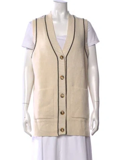 Pre-owned Me+em Merino Wool V-neck Sweater In Neutrals