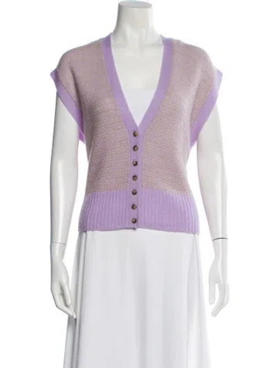 Pre-owned Me+em Merino Wool V-neck Sweater In Purple