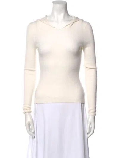 Pre-owned Me+em Merino Wool V-neck Sweater In White