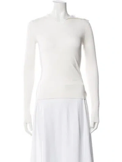 Pre-owned Me+em Merino Wool V-neck Sweater In White