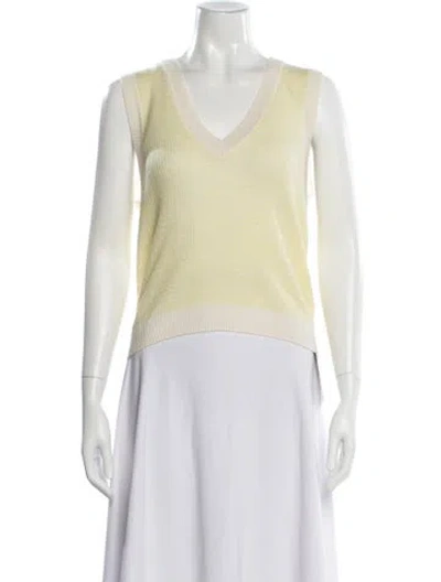 Pre-owned Me+em Merino Wool V-neck Sweater In Yellow