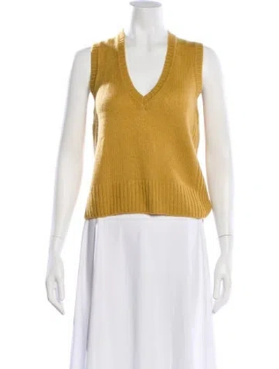 Pre-owned Me+em Merino Wool V-neck Top In Yellow