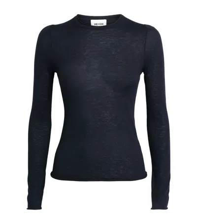 Me+em Merino Wool-cashmere Barely There Top In Blue