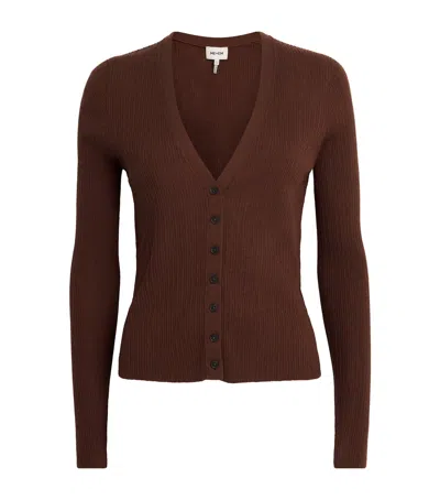 Me+em Merino Wool-cashmere Slim Cardigan In Brown