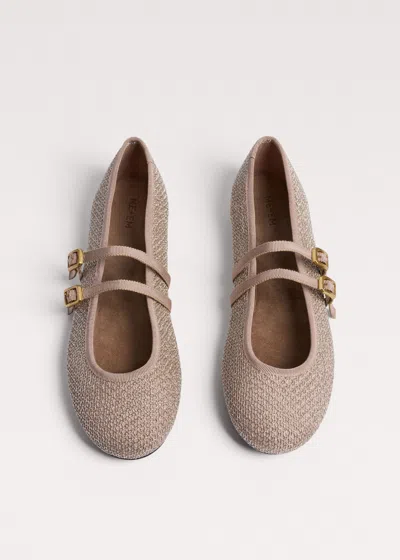 Me+em Mesh Round Toe Ballerina Gold In Pink