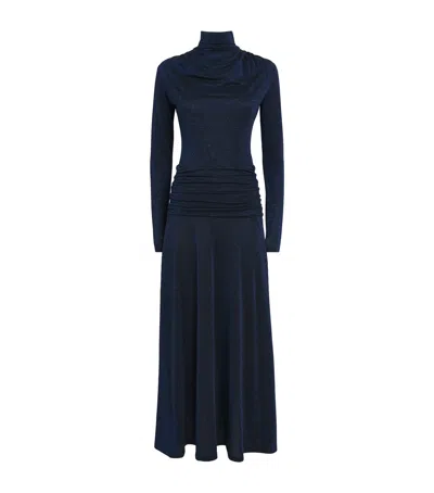 Me+em Metallic Cowl-neck Maxi Dress In Blue