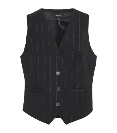 Me+em Metallic Pinstripe Waistcoat In Black