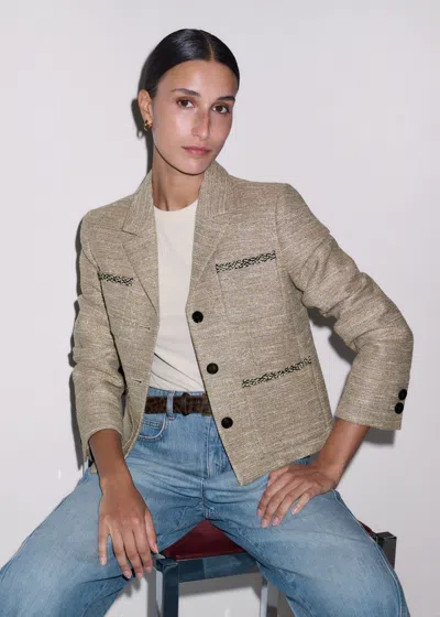 Me+em Metallic Short Patch Pocket Jacket Gold Multi