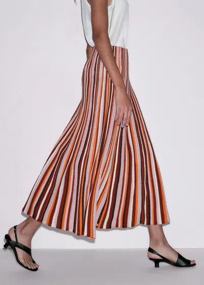 Me+em Metallic Textured Stripe Knit Maxi Skirt Cinnamon Multi