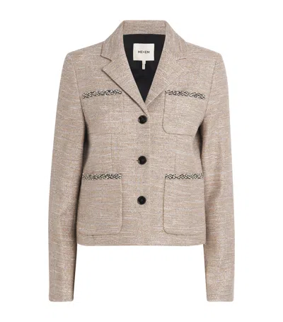 Me+em Metallic Tweed Jacket In Gold