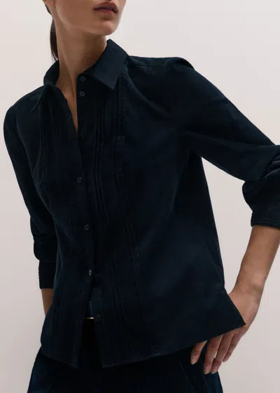 Me+em Micro Cord Slim Fitting Blouse Navy In Blue
