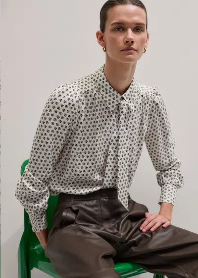 Me+em Micro Paisley Print Blouse + Tie Light Cream Multi