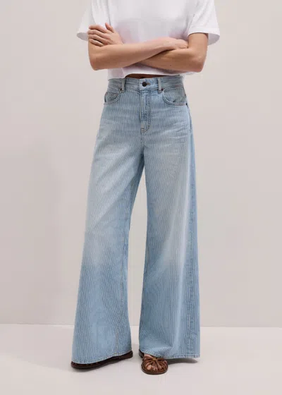 Me+em Micro Stripe Ultimate Wide-leg Jean Ecru-indigo Wash In Blue