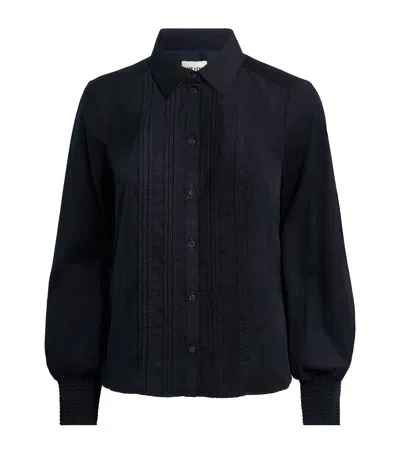 Me+em Micro-corduroy Slim Blouse In Blue