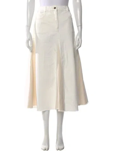 Pre-owned Me+em Midi Length Skirt In White