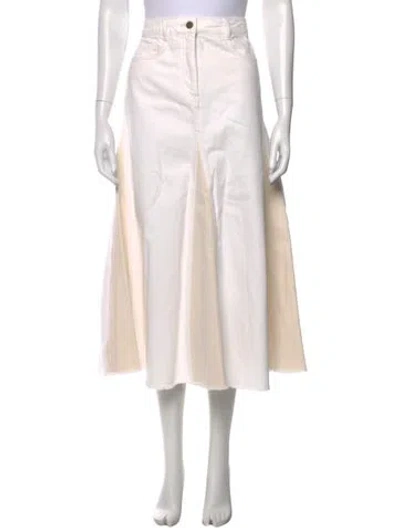 Pre-owned Me+em Midi Length Skirt In White