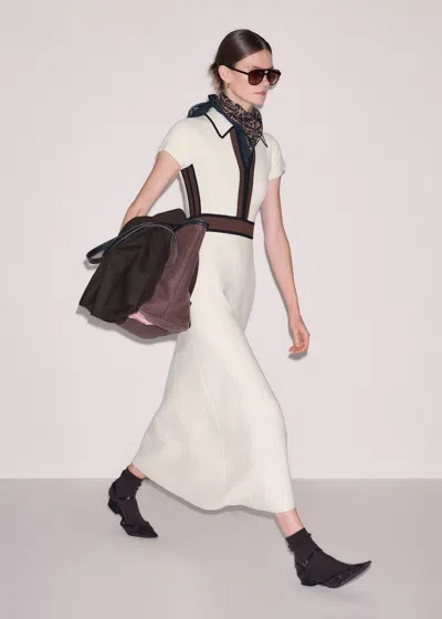 Me+em Milano Knit Collared Maxi Dress Cream In White