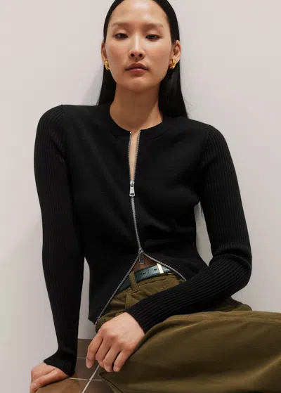 Me+em Milano Knit Two-way Zip Cardigan Black
