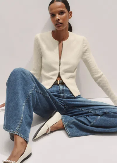 Me+em Milano Knit Two-way Zip Cardigan Cream In White