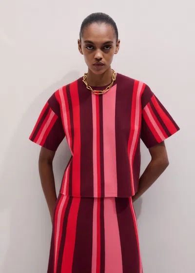 Me+em Milano Stripe Relaxed Knit Tee Pink Multi