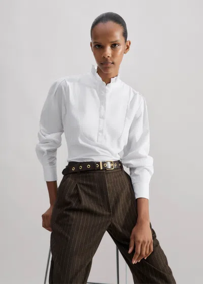 Me+em Mixed Media Textured Layering Shirt In Fresh White