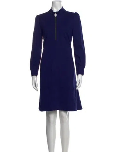 Pre-owned Me+em Mock Neck Knee-length Dress In Blue