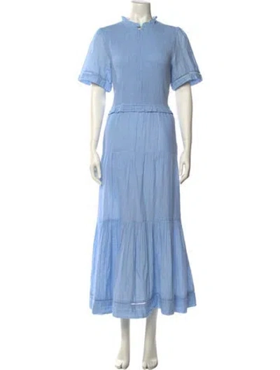 Pre-owned Me+em Mock Neck Long Dress In Blue