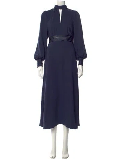 Pre-owned Me+em Mock Neck Long Dress In Blue