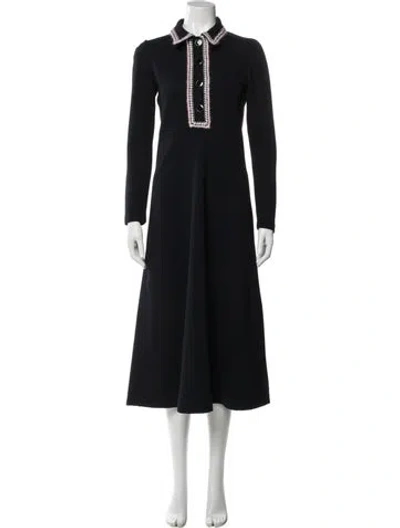 Pre-owned Me+em Mock Neck Long Dress In Blue