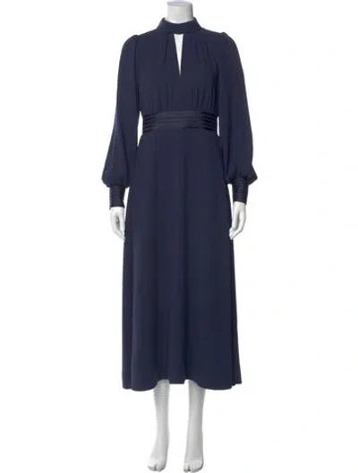 Pre-owned Me+em Mock Neck Long Dress In Blue
