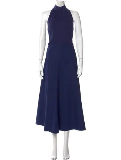 Pre-owned Me+em Mock Neck Long Dress In Blue